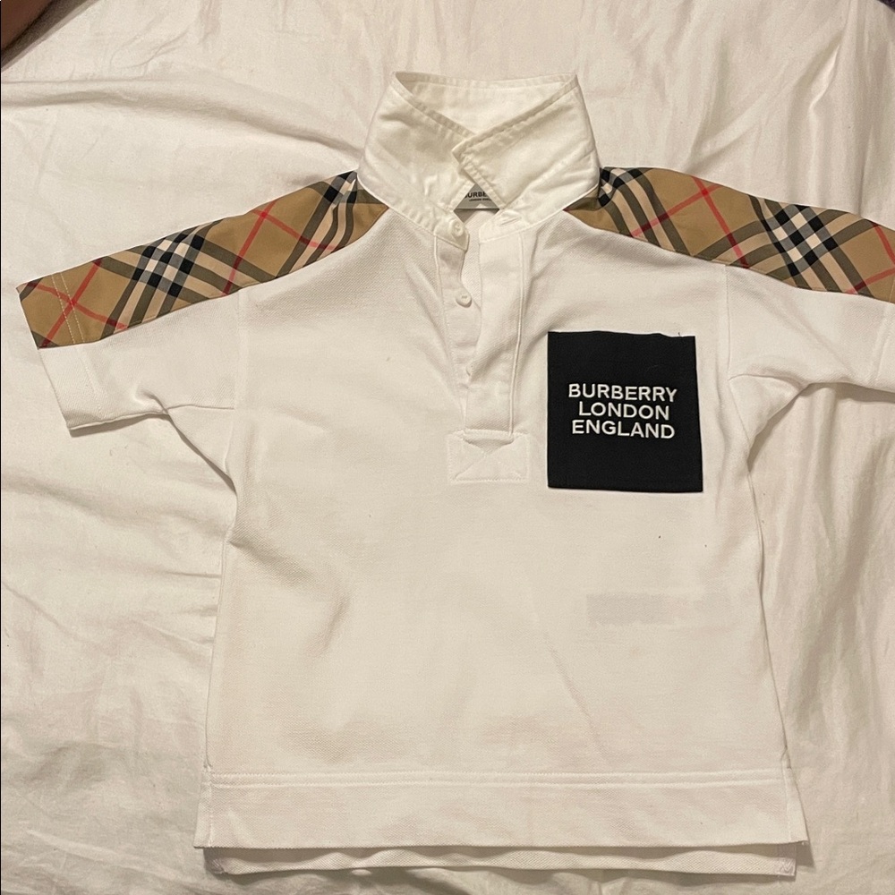 Burberry Kids Polo with Checkered Sleeves